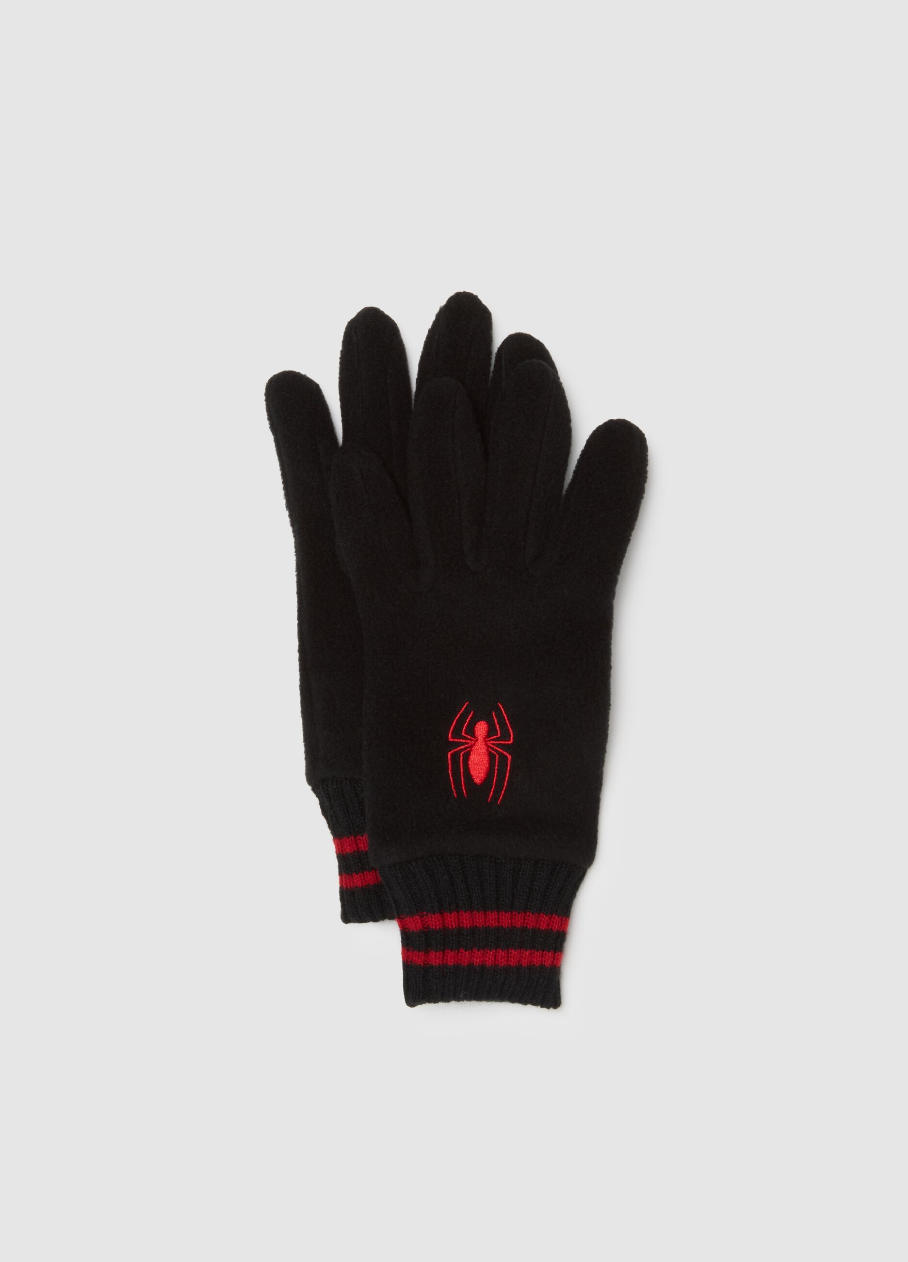 Black Gloves with Red Spider