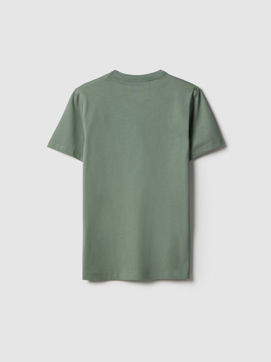 Boys' green crew-neck T-shirt in pure cotton over fit_4