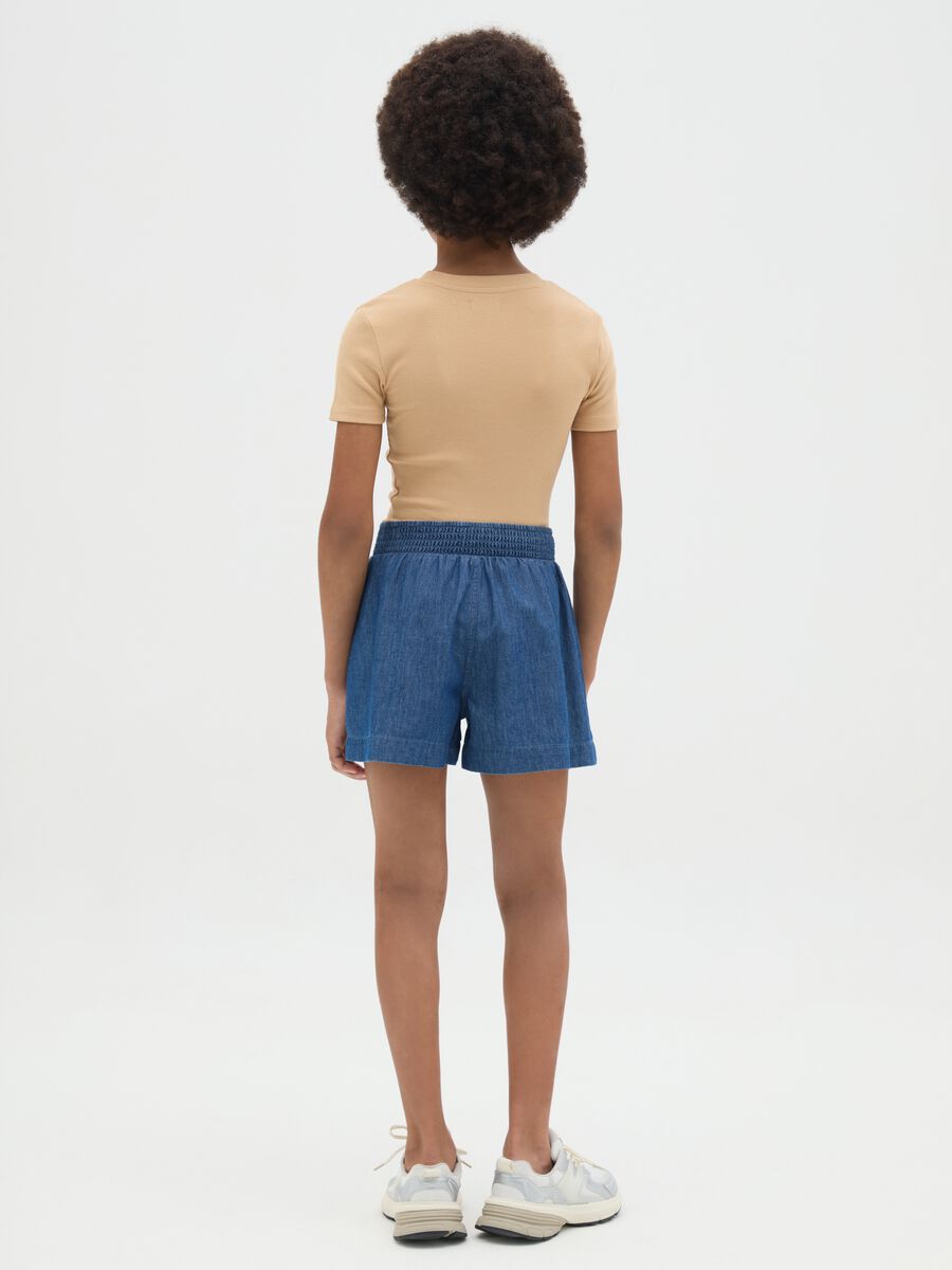 Shorts da ragazze in puro cotone blu regular fit_3