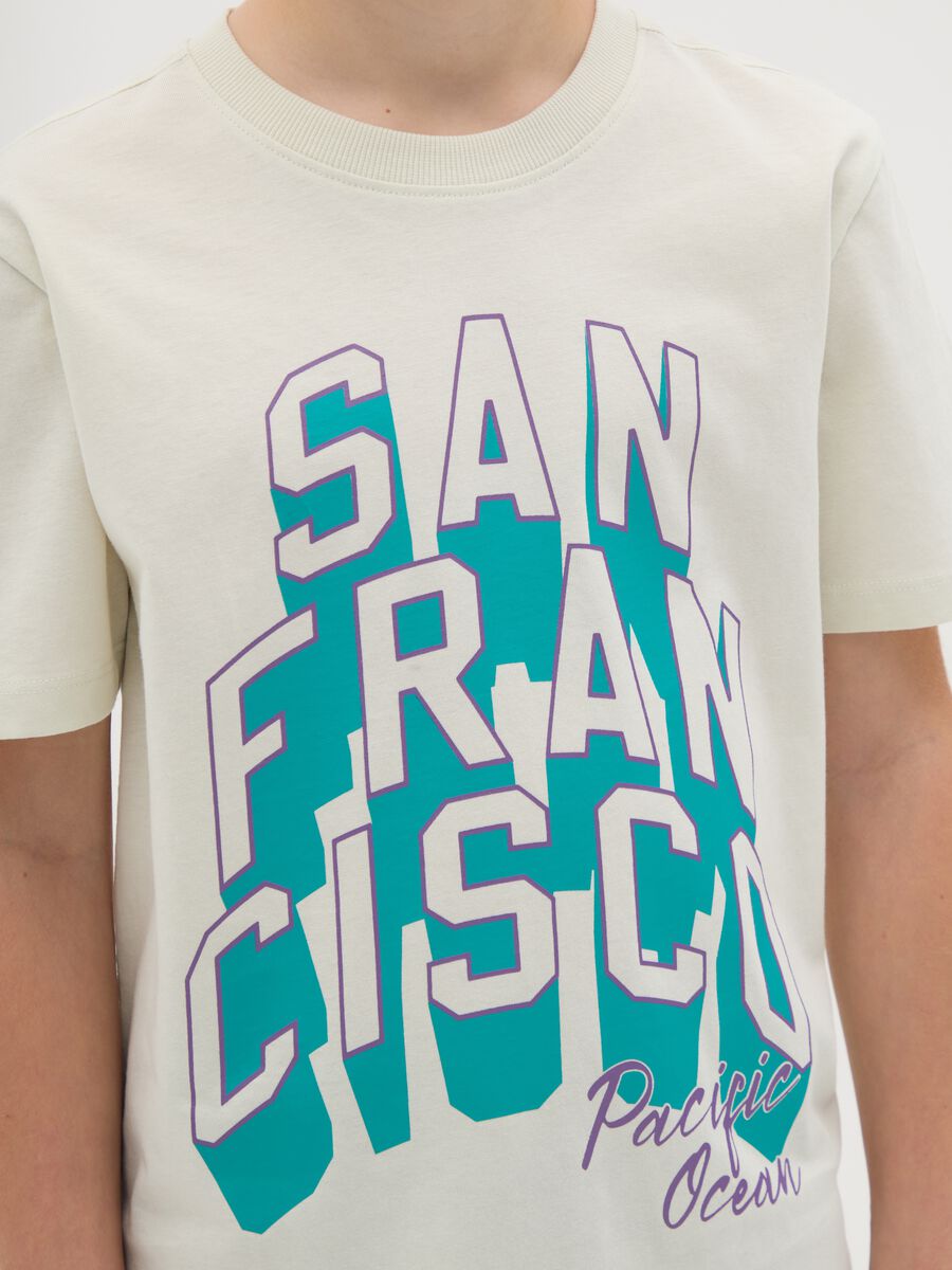 T-shirt da ragazzo in puro cotone verde regular fit con stampa_2