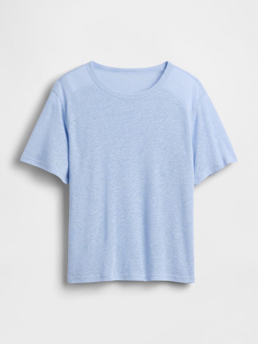 T-shirt a maniche corte in misto lino_3