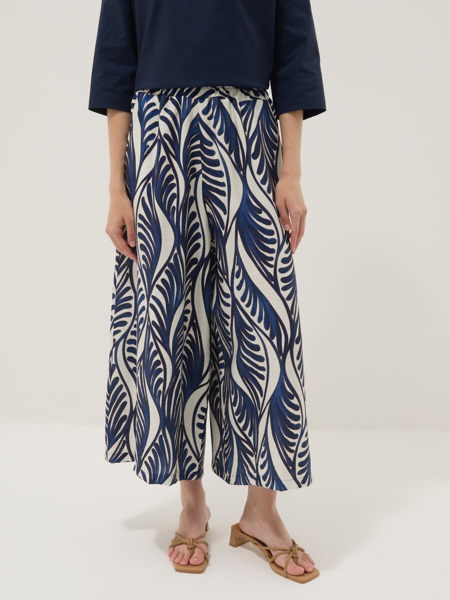 Pantaloni palazzo blu in misto viscosa_1