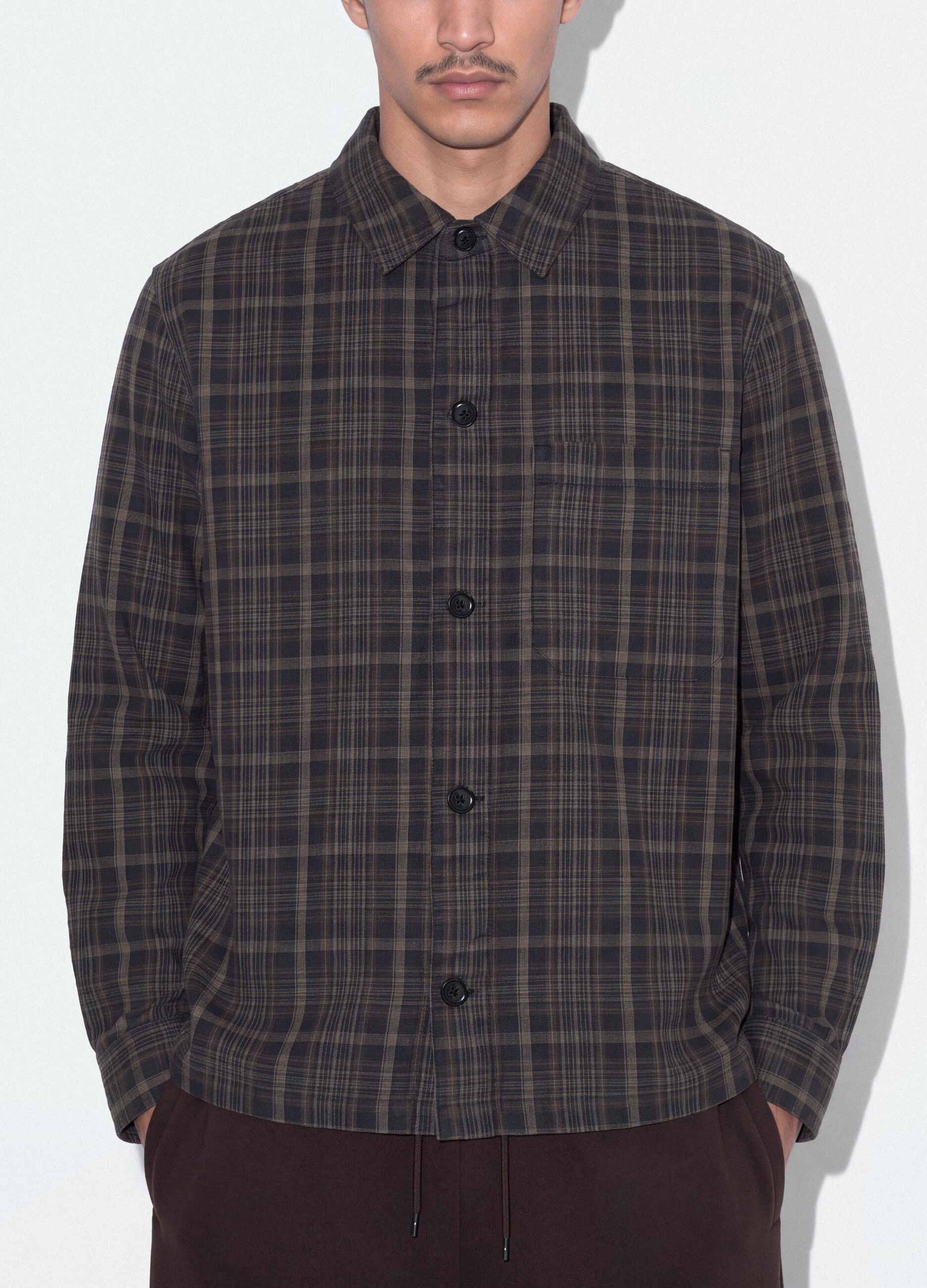Multicolour pure cotton checked shirt with oversized fit