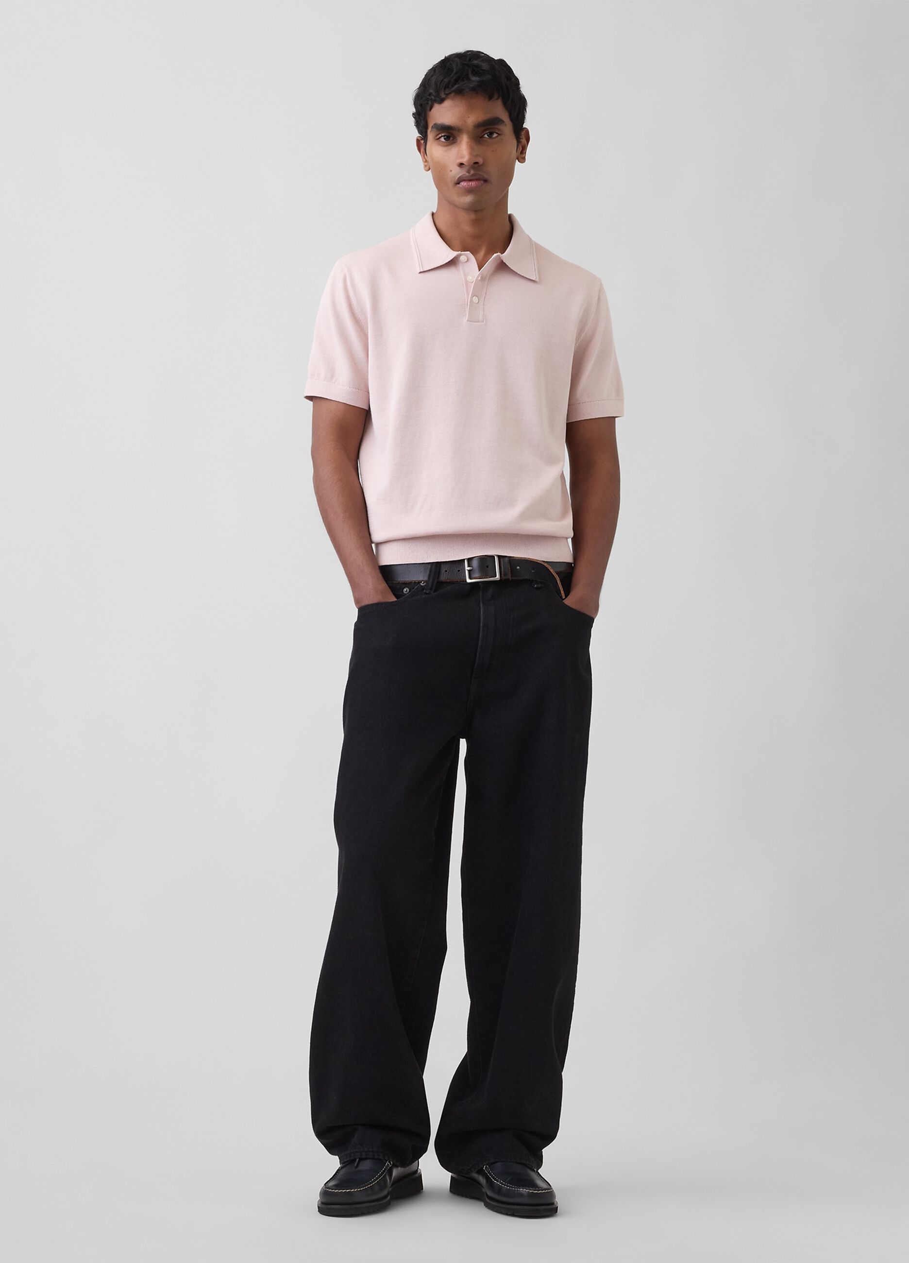 Short-sleeved polo shirt in pure cotton