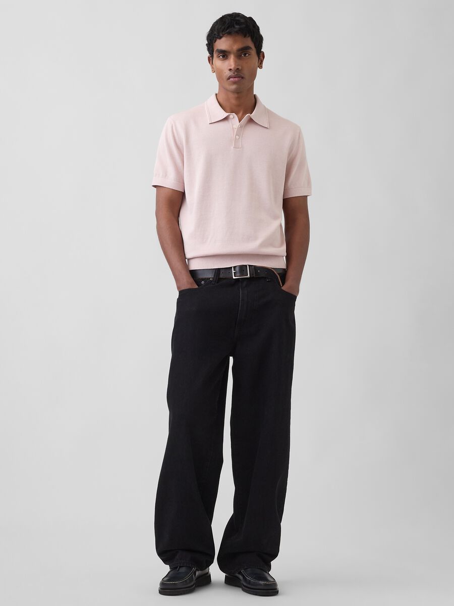 Short-sleeved polo shirt in pure cotton_2