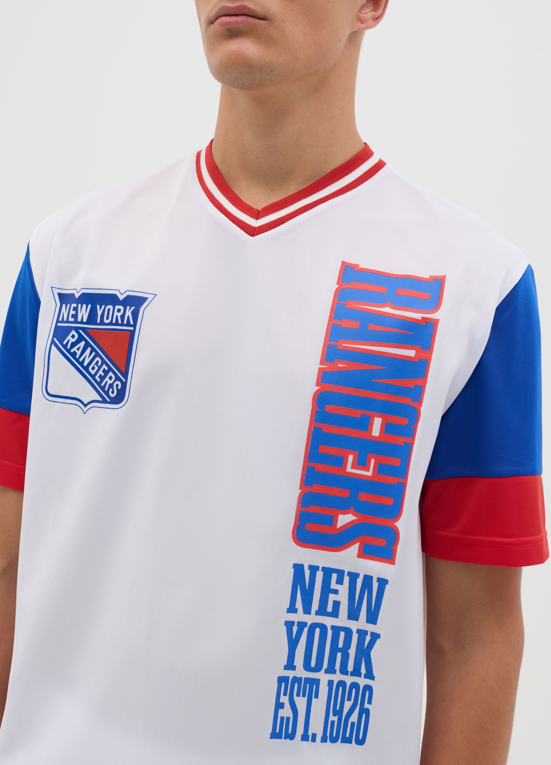 White New York Rangers T-shirt with mixed materials