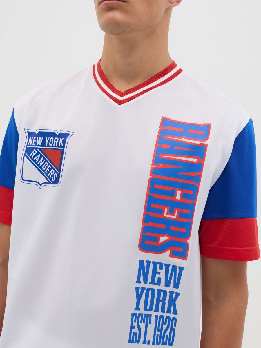 White New York Rangers T-shirt with mixed materials_2