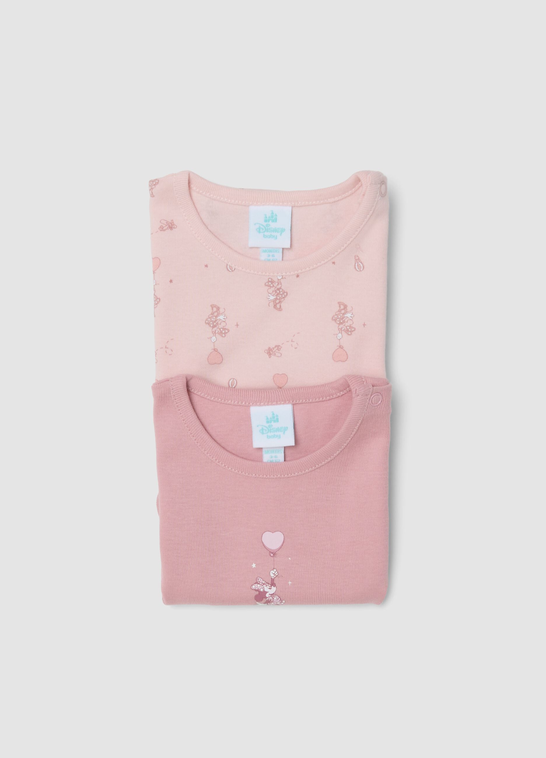 Bipack body rosa in puro cotone organico con stampa Minnie per neonata