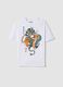 Pure cotton white oversized fit T-shirt with dragon and tiger_3