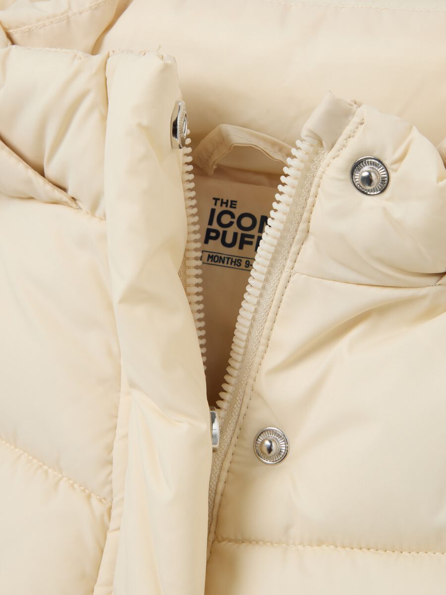 Ivory White The Iconic Puffer Girls Hooded Down Jacket_2