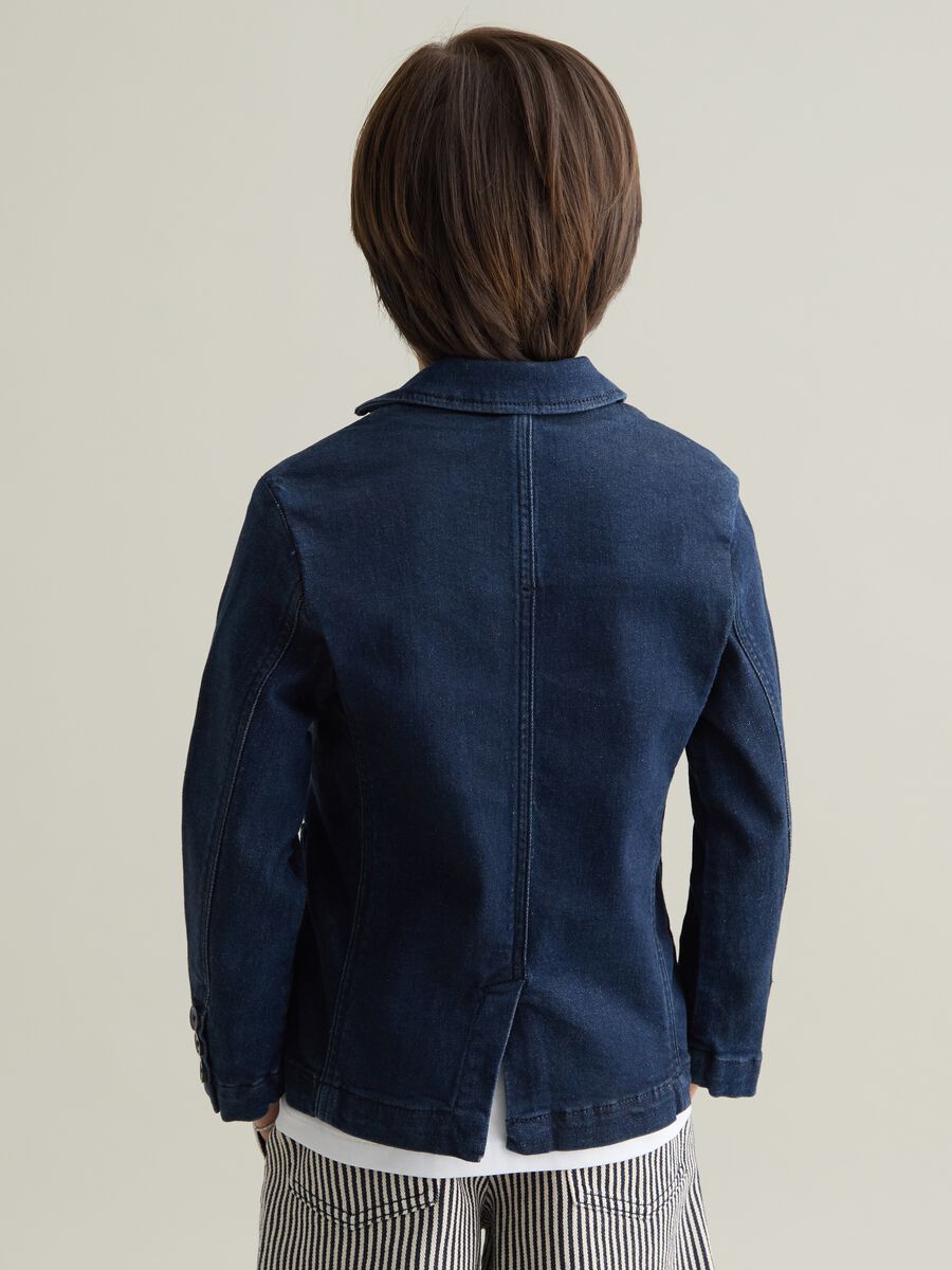 Kids' Regular Fit Blue Denim Blazer_2