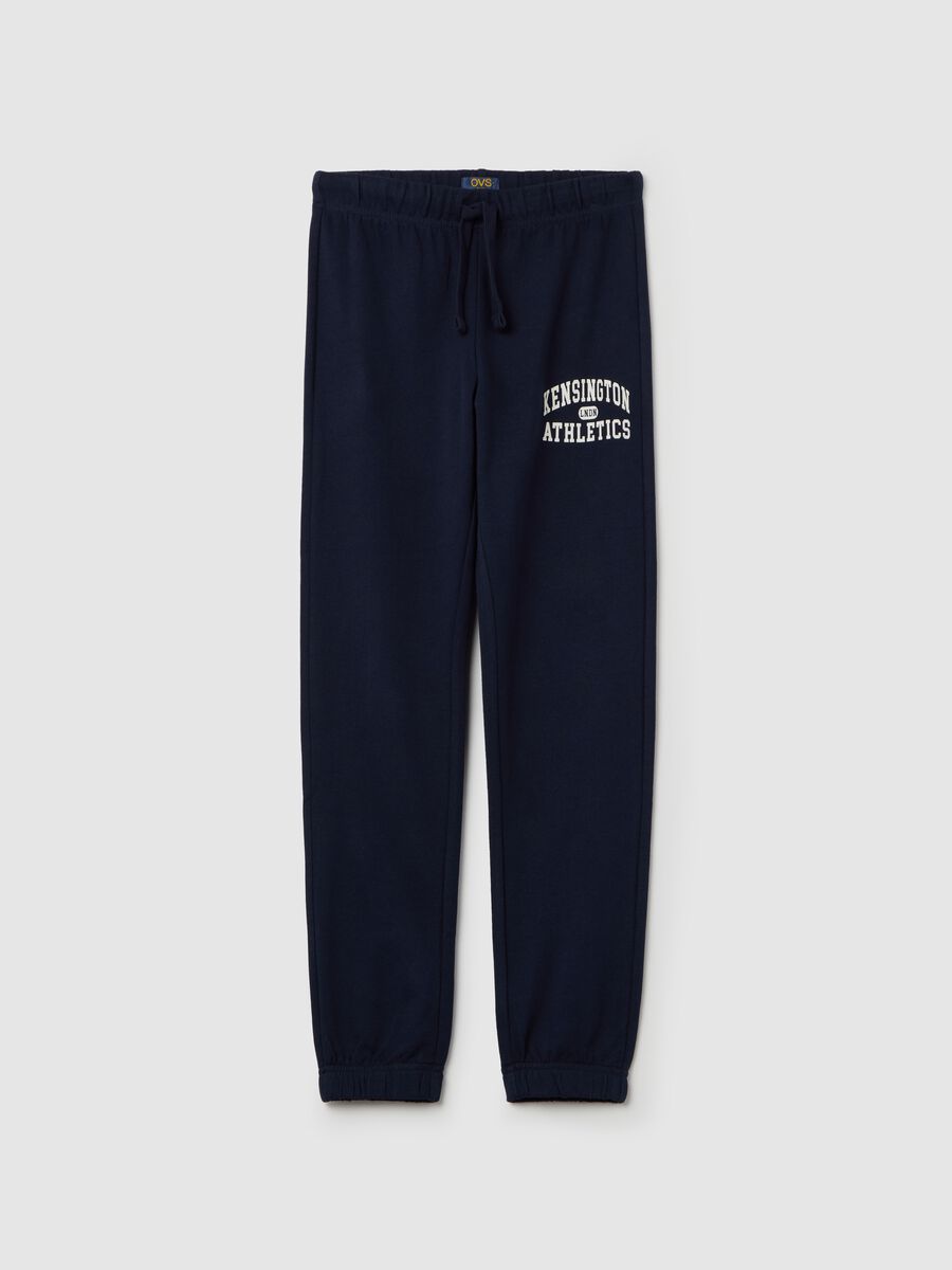 Fleece joggers with drawstring and print_0