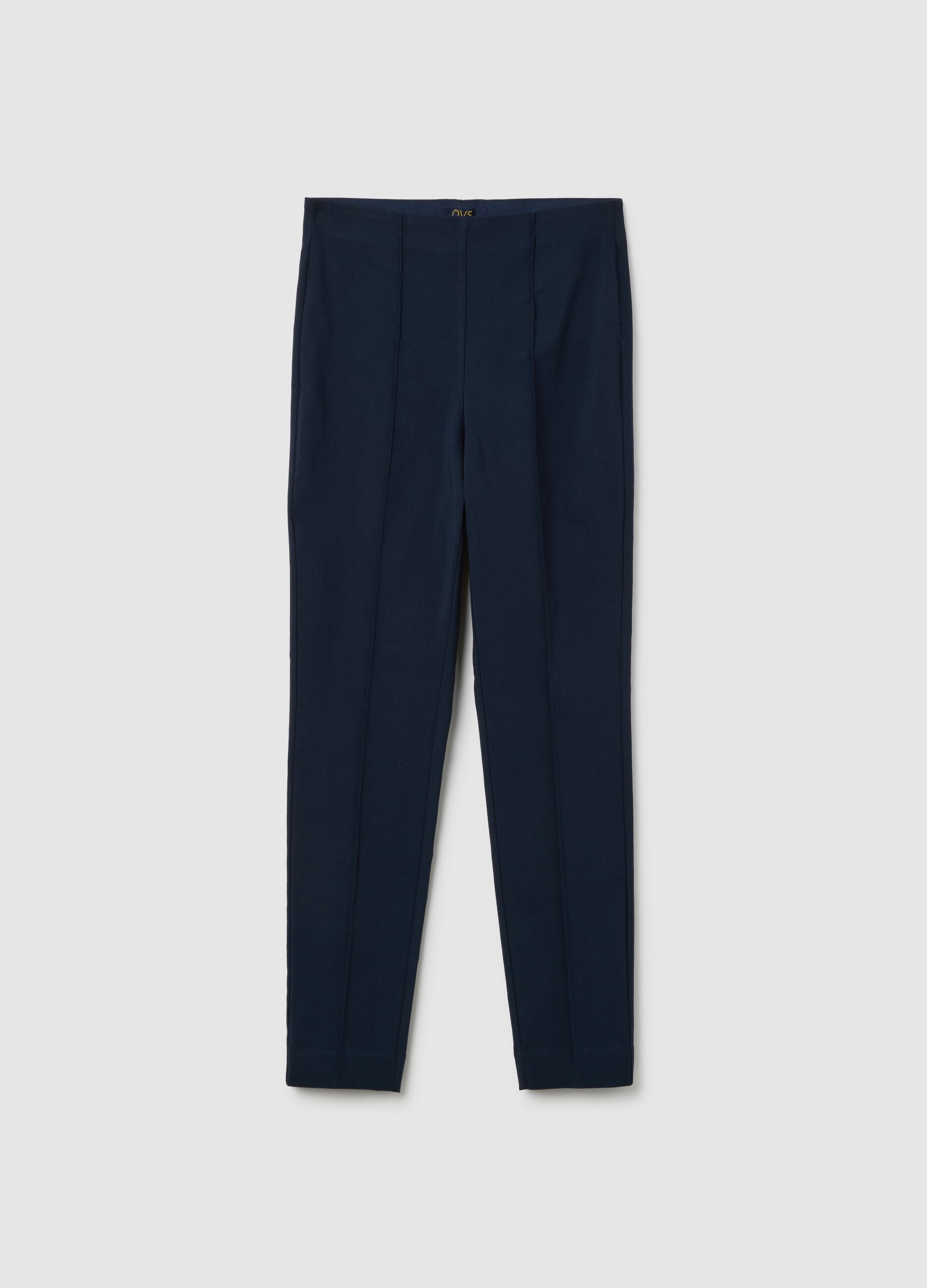 Women's blue viscose blend regular fit trousers
