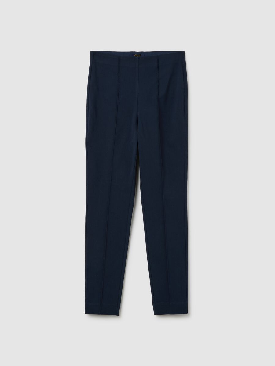 Women's blue viscose blend regular fit trousers_4