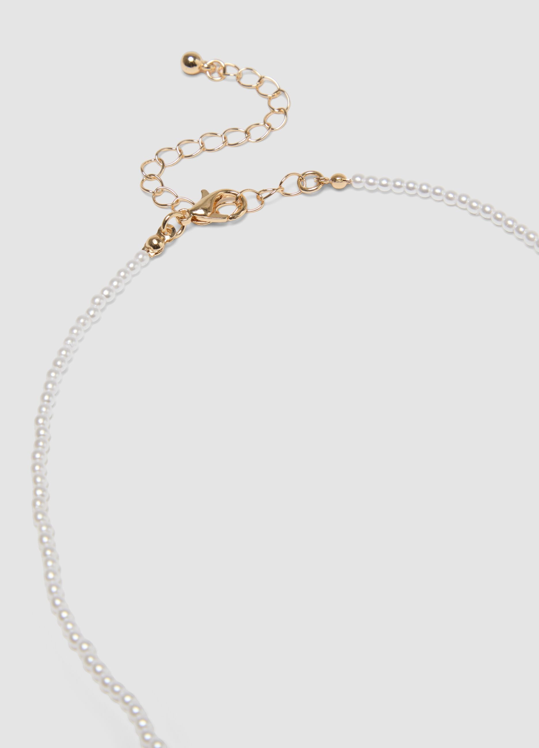 Double-strand beaded necklace with charms