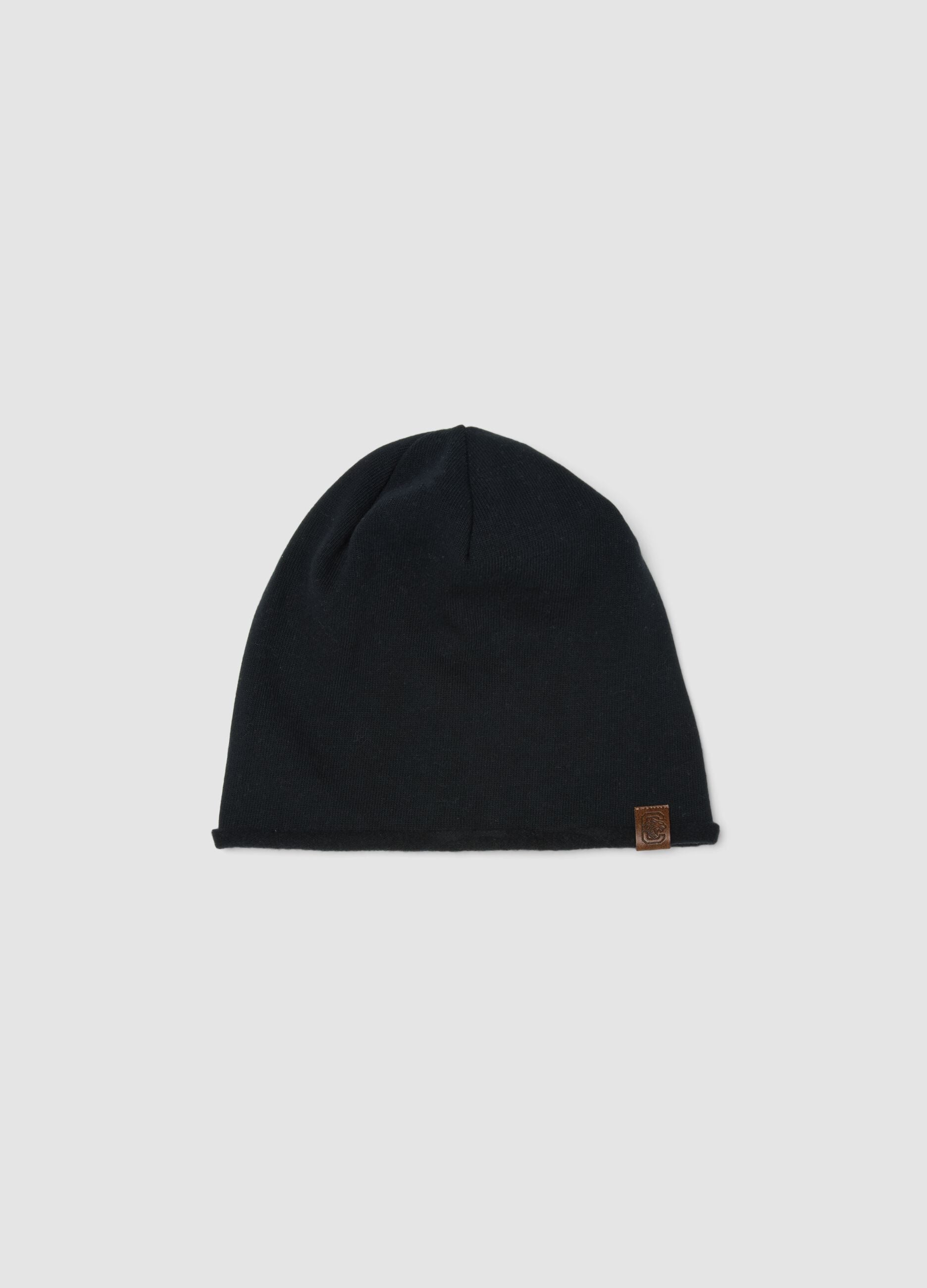Cappello nero in cotone elasticizzato jersey knit per bambino