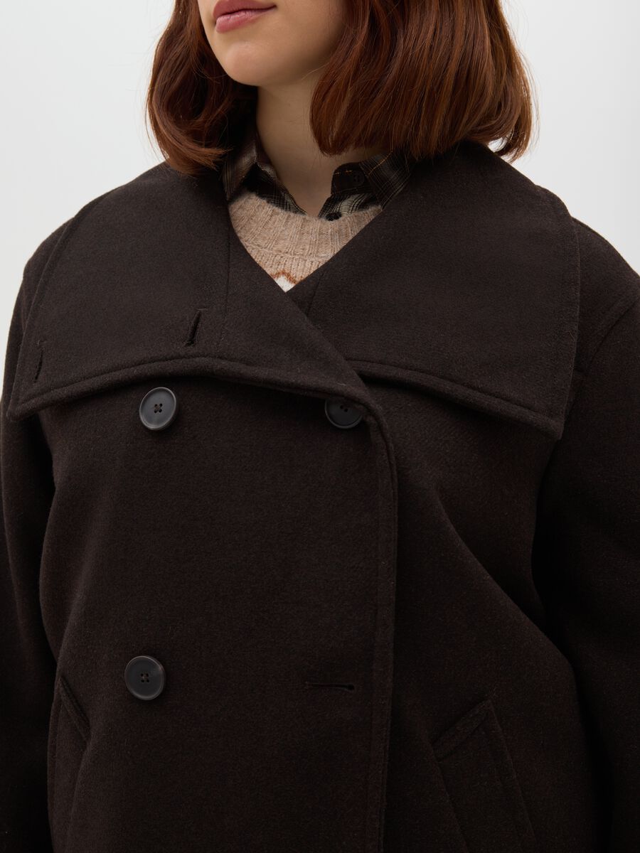 Brown curvy regular fit coat with buttons_4