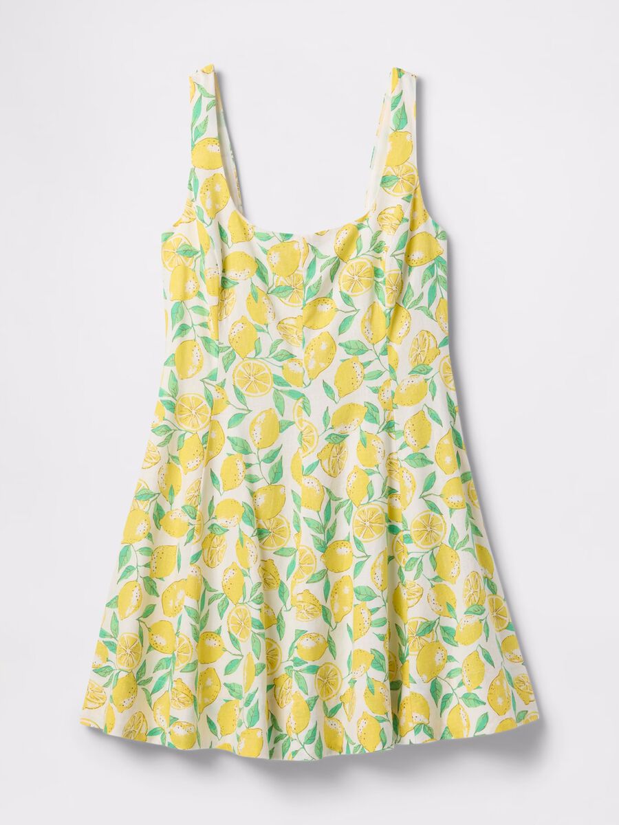 Short multicoloured dress with lemons pattern_5