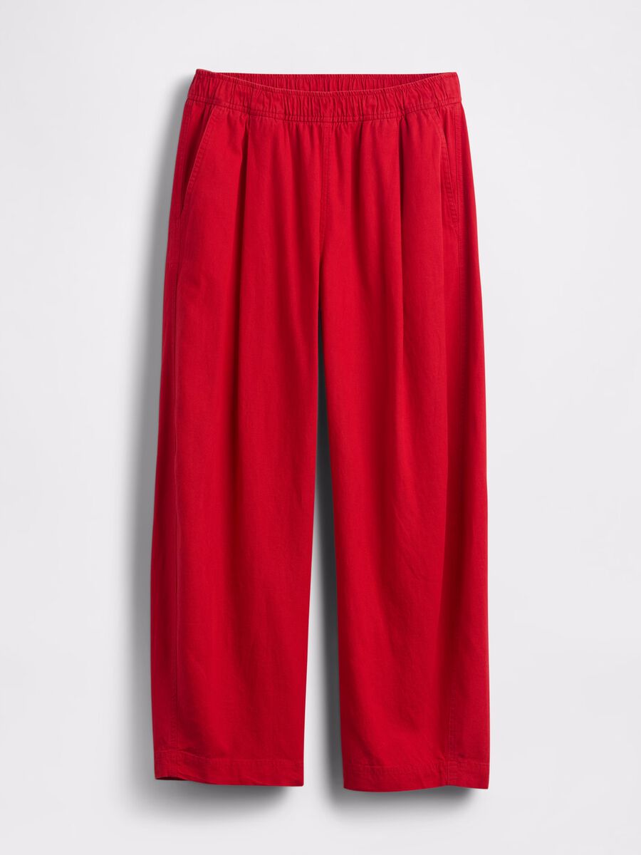 Red wide trousers in linen and viscose_6