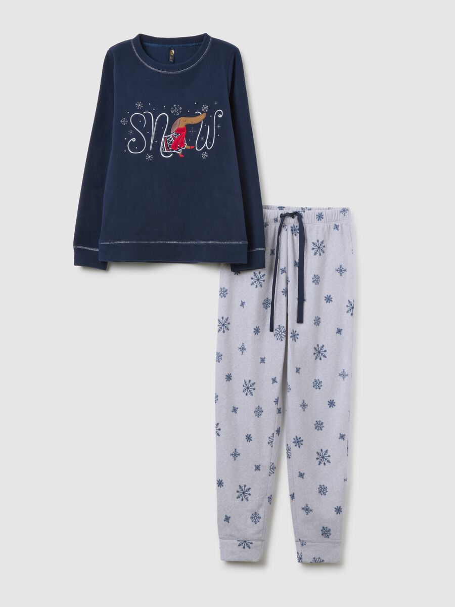 Regular fit blue fleece pyjamas_4