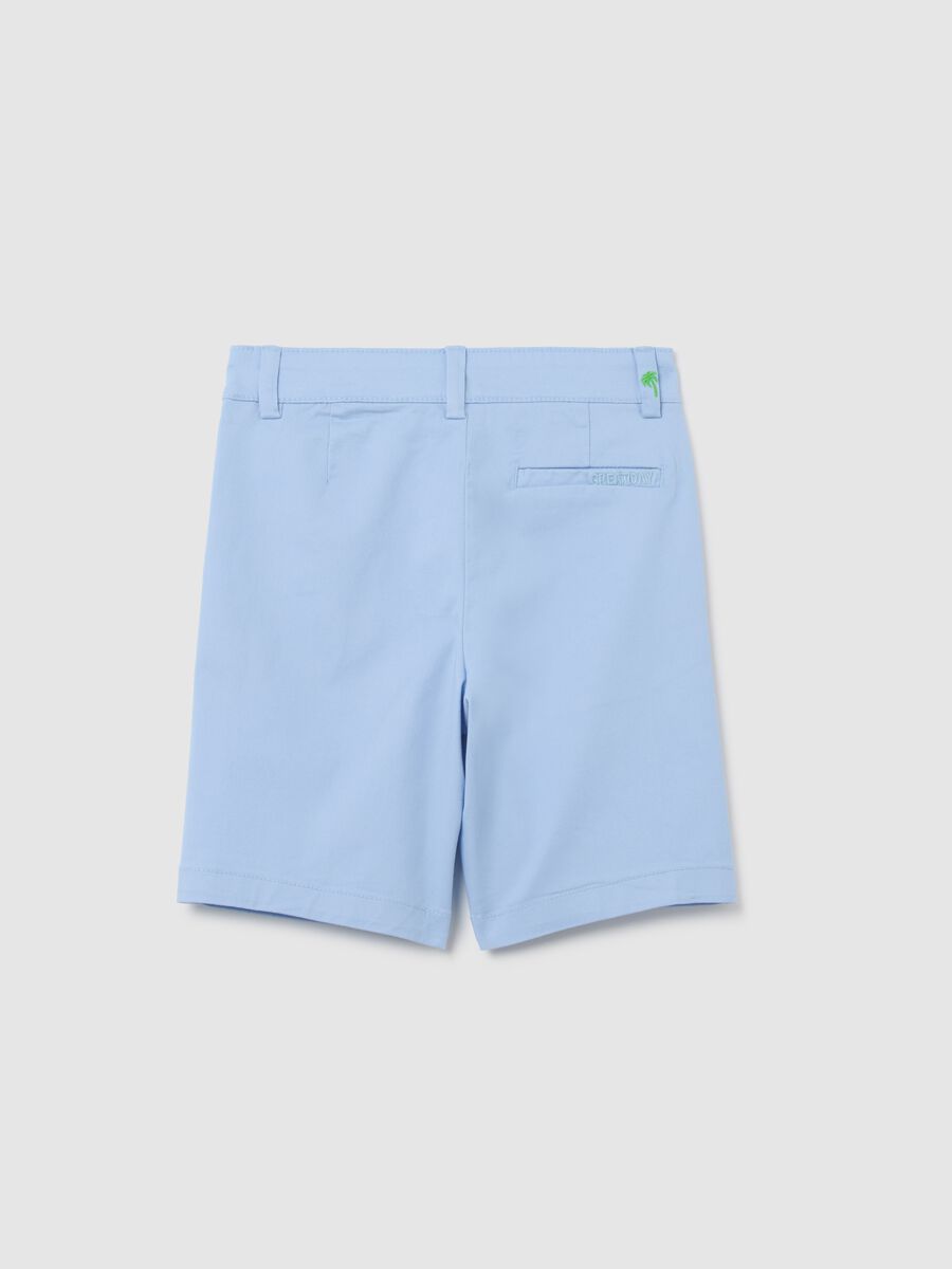 Children's blue stretch cotton shorts regular fit with embroidery_1