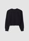 Black sweatshirt in organic cotton and viscose blend with ribbed collar_4