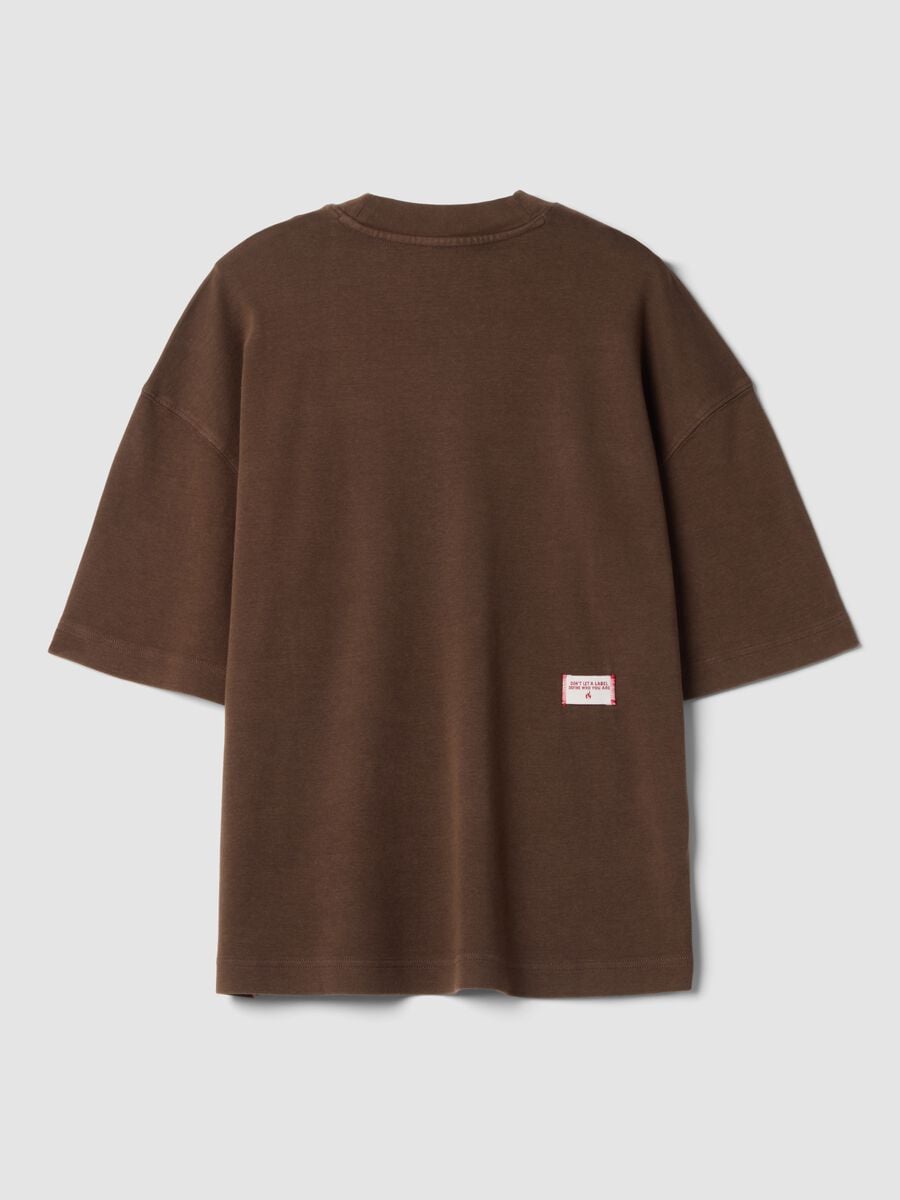 Brown crew-neck pure cotton T-shirt in a boxy fit_6