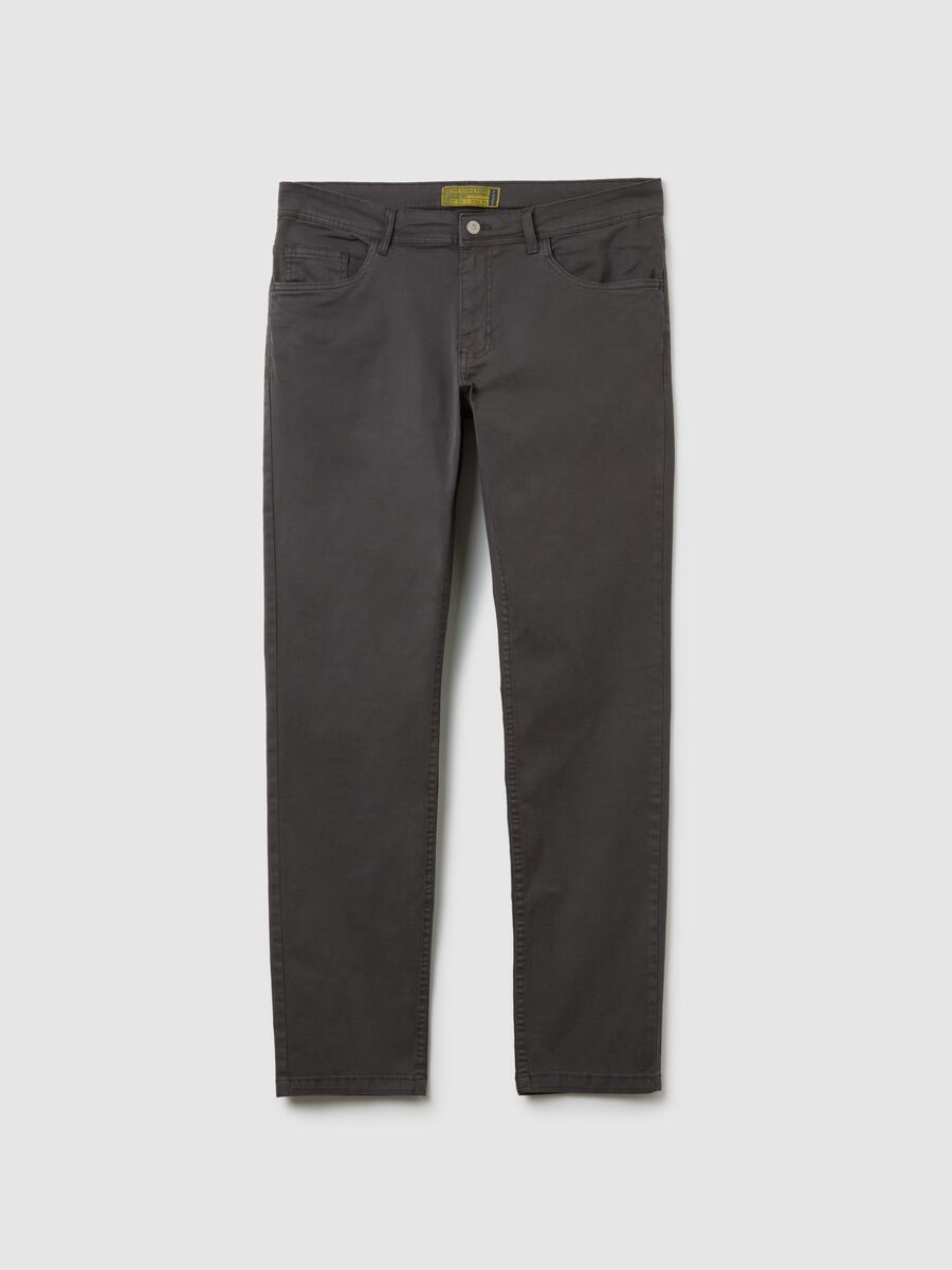 Pantaloni in cotone elasticizzato grigi slim fit_0