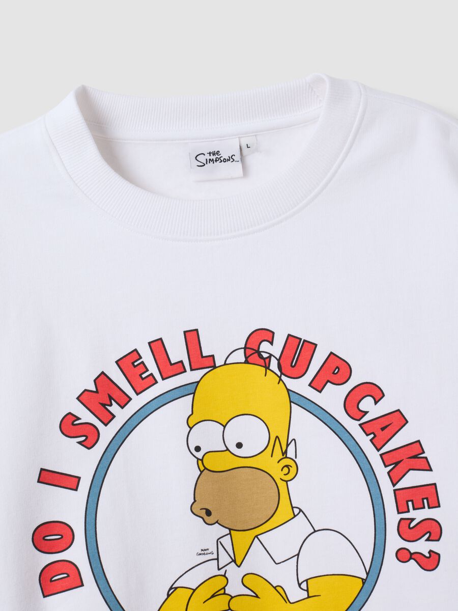 White 100% cotton sweatshirt with Simpsons print_5