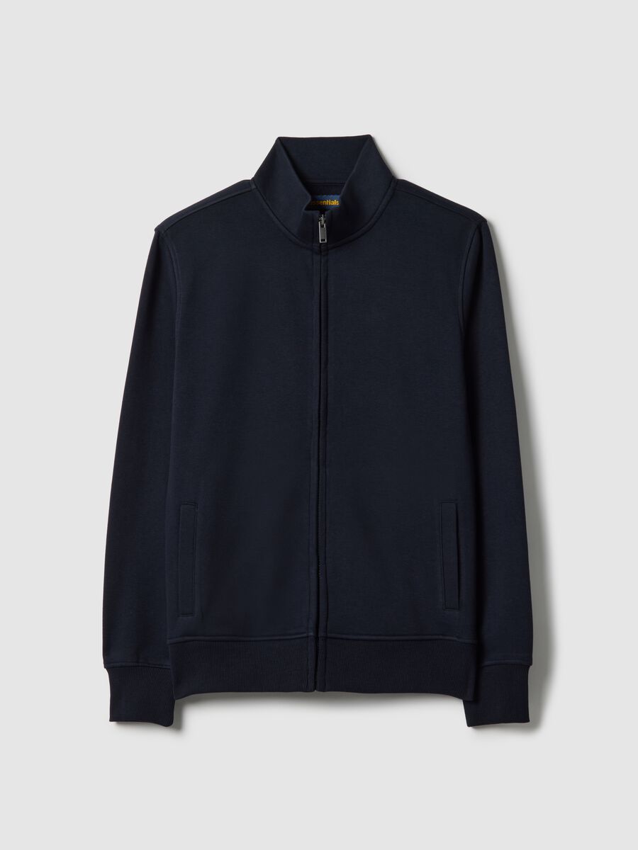 Blue cotton-blend sweatshirt regular fit with full zip_4