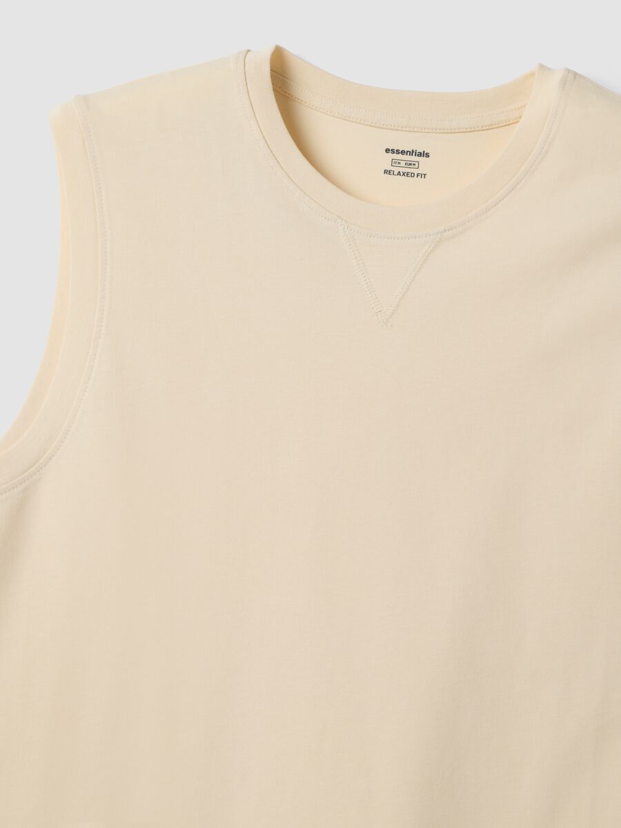 Beige pure cotton vest_5