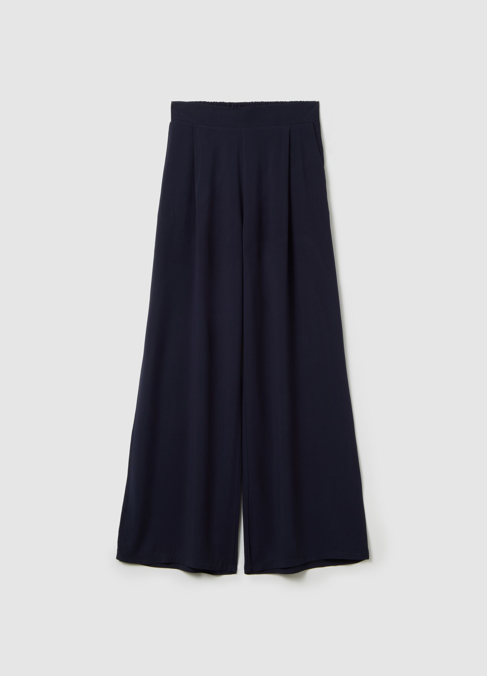 Women's trousers in pure blue viscose, regular fit