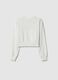 Girls' white crew neck sweatshirt in pure cotton regular fit_1
