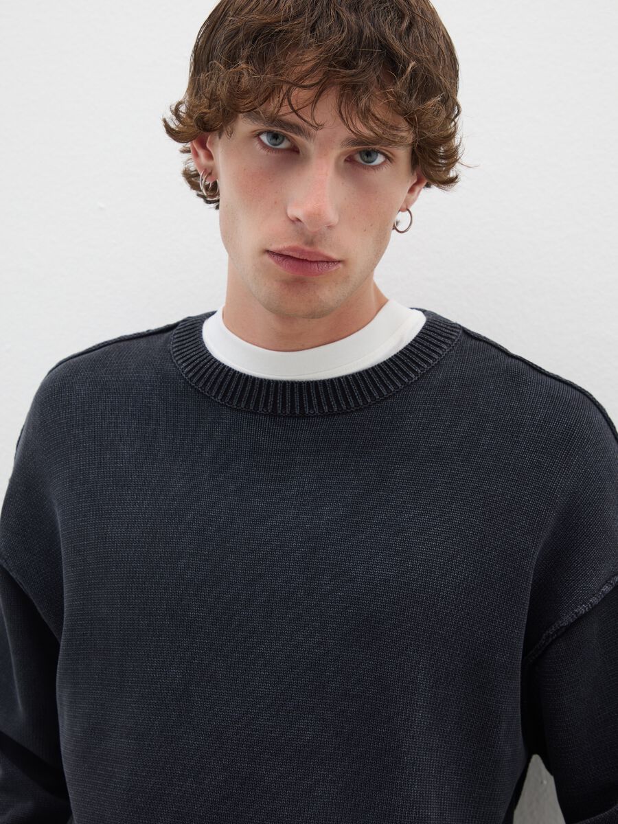 Grey pure cotton regular fit jumper_3