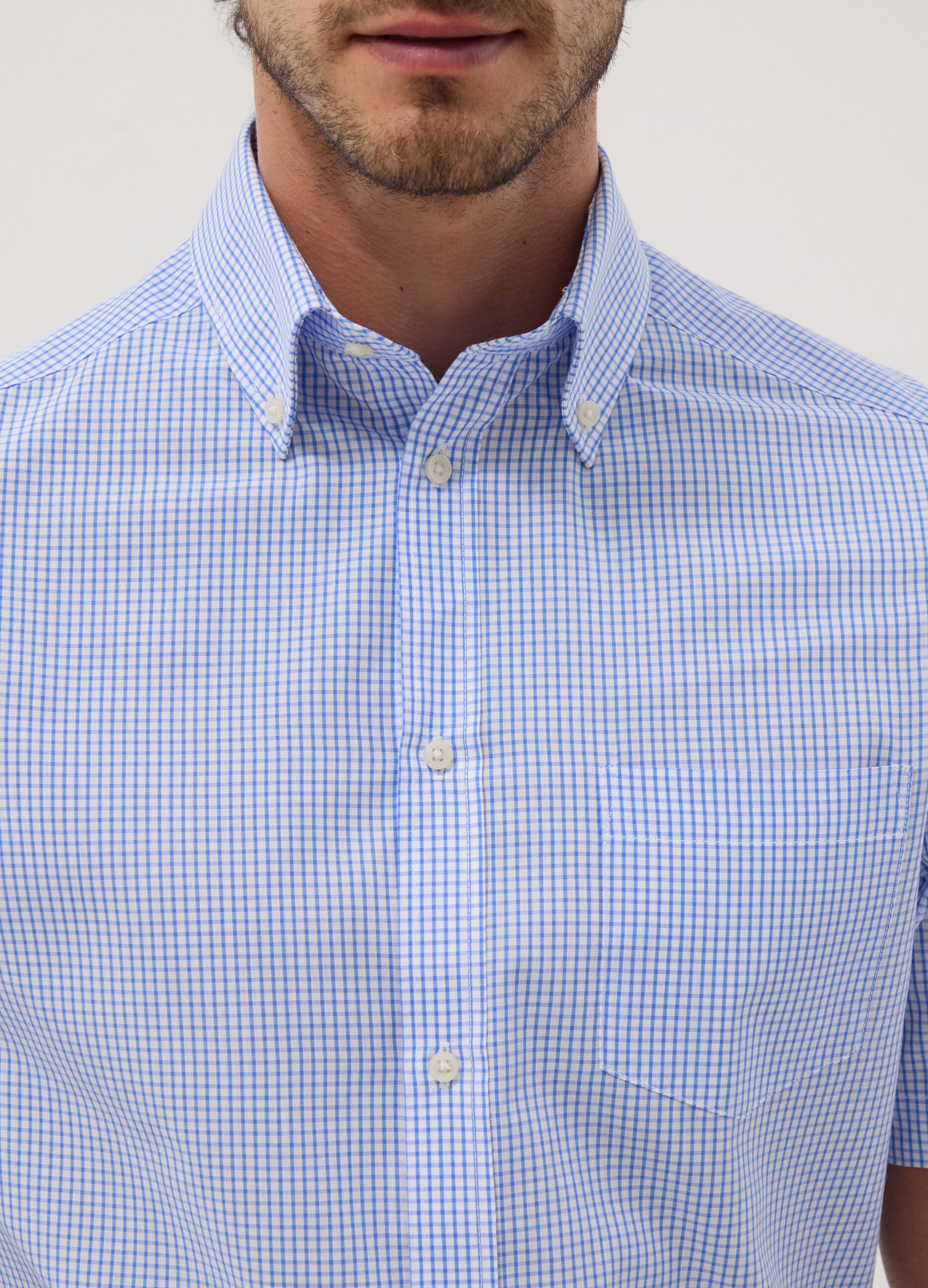 Light blue short-sleeve button-down shirt