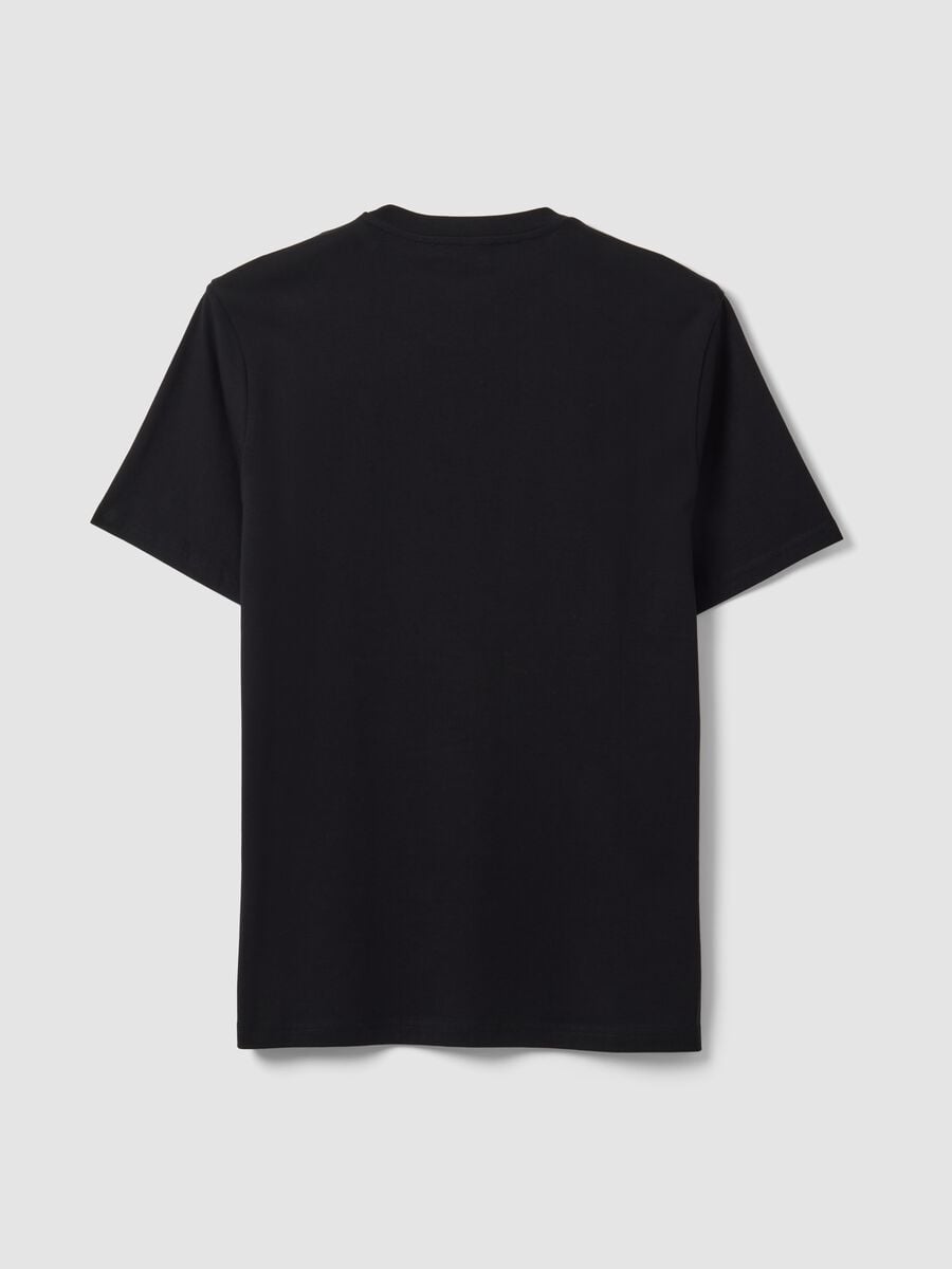T-shirt nera in puro cotone a girocollo regular fit_1