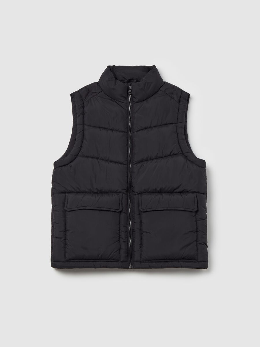 Full-zip quilted gilet with ripstop weave_3