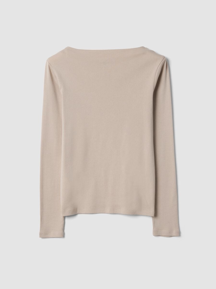 T-shirt beige in puro cotone con girocollo_6