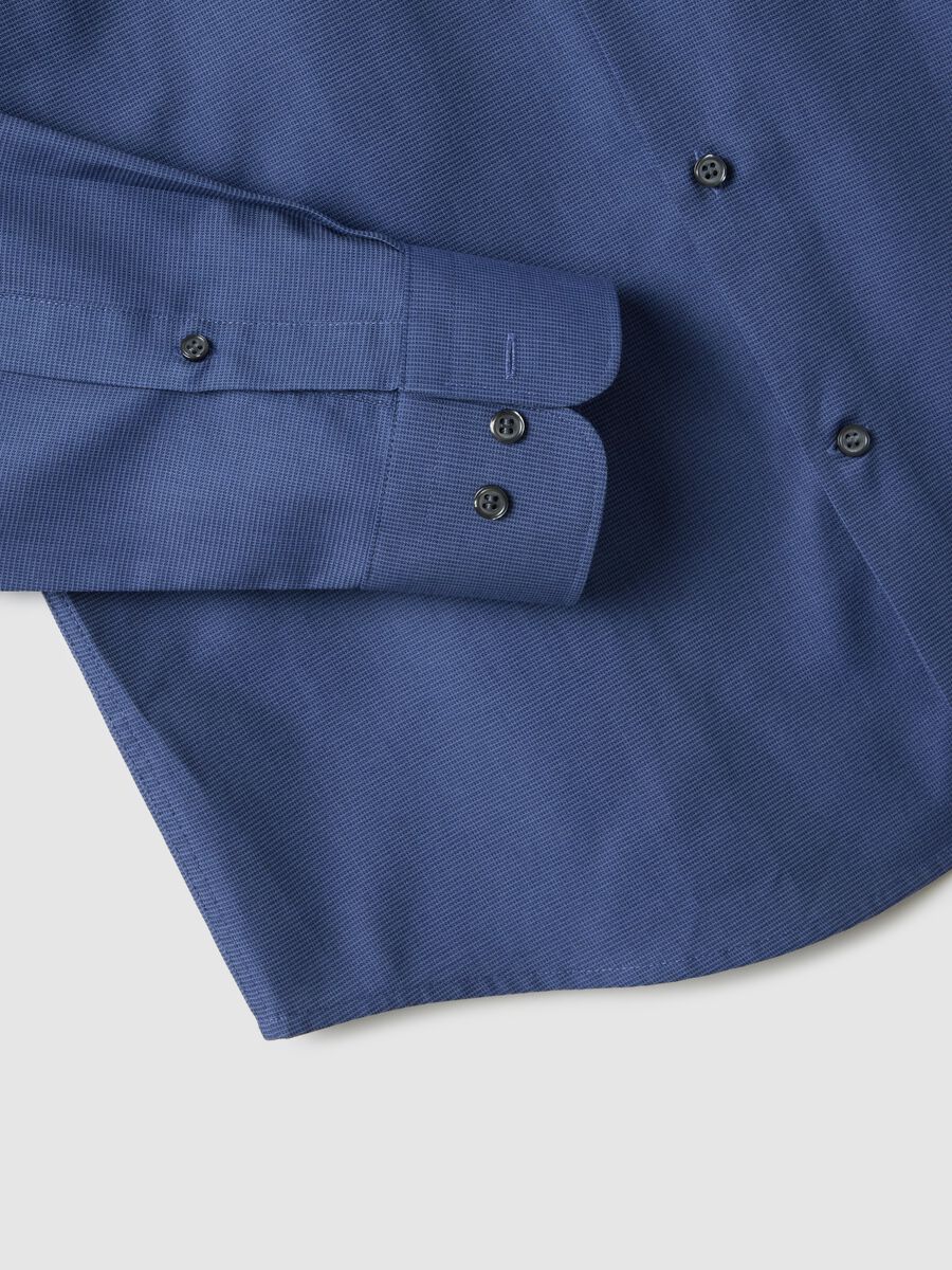 Blue shirt with French collar in pure cotton slim fit_5