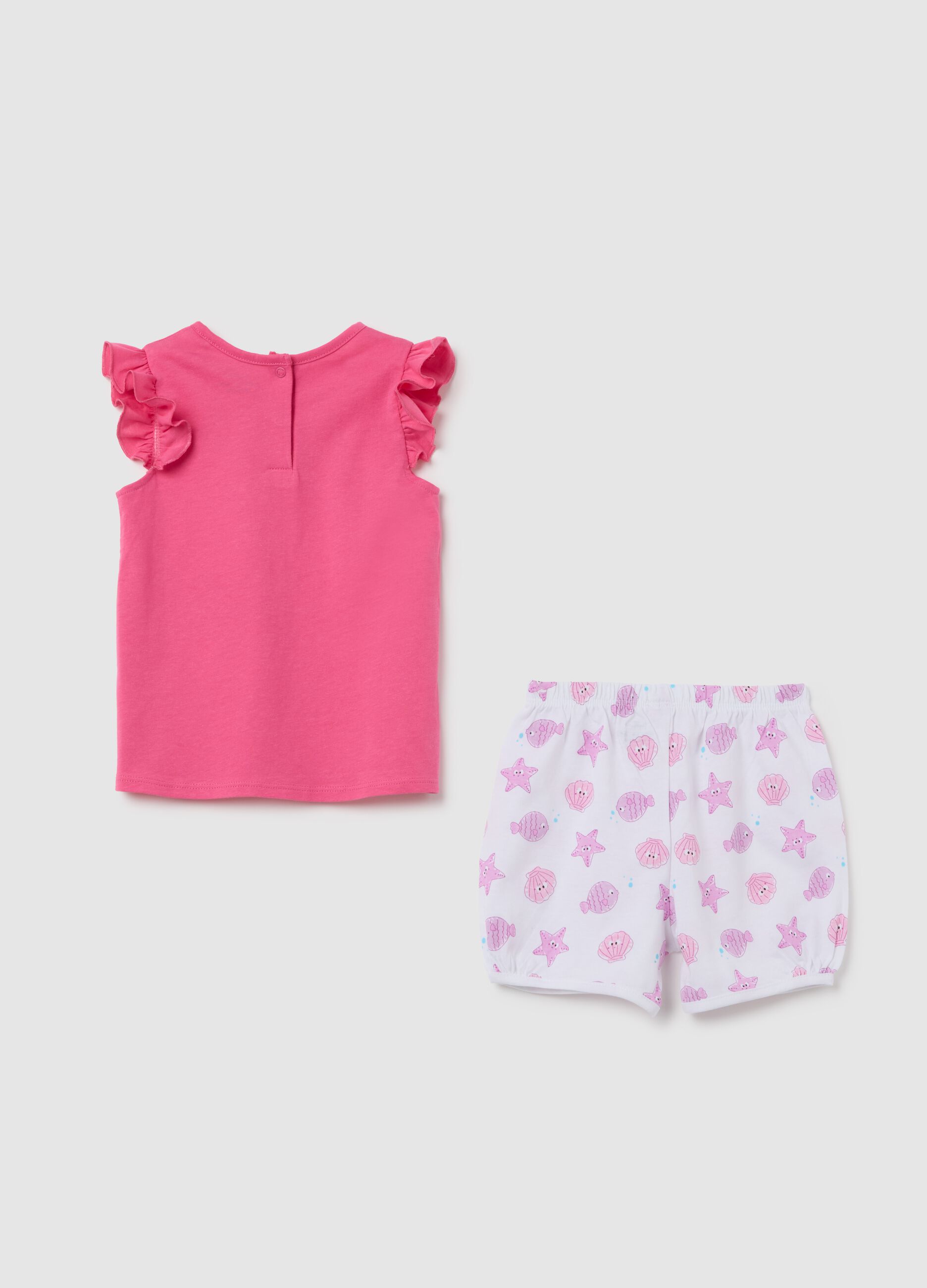 Girl's pink pure cotton regular fit set with print