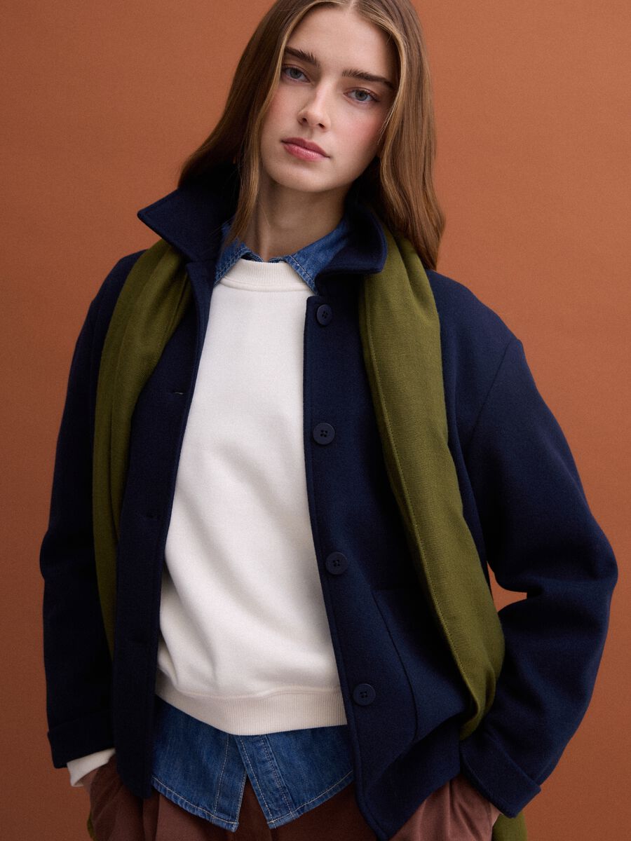 Giacca blu navy in misto viscosa con girocollo regular fit_2