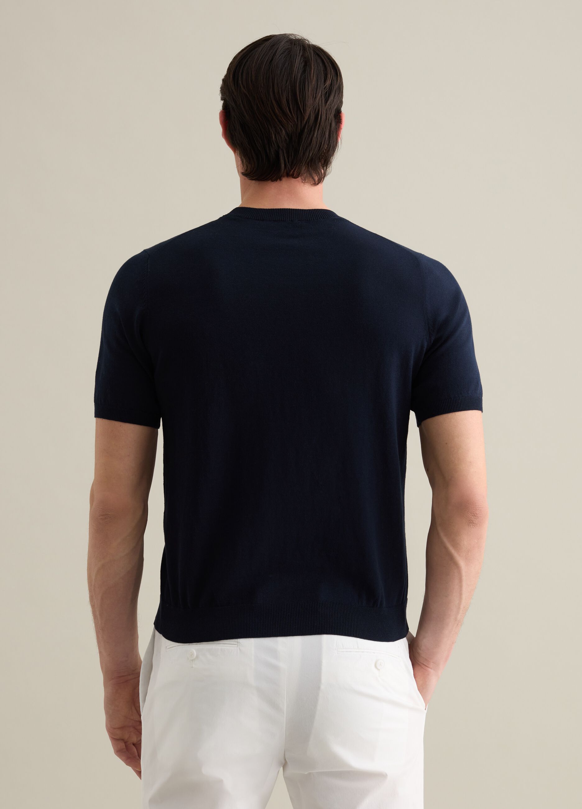 Blue T-shirt in cotton and silk