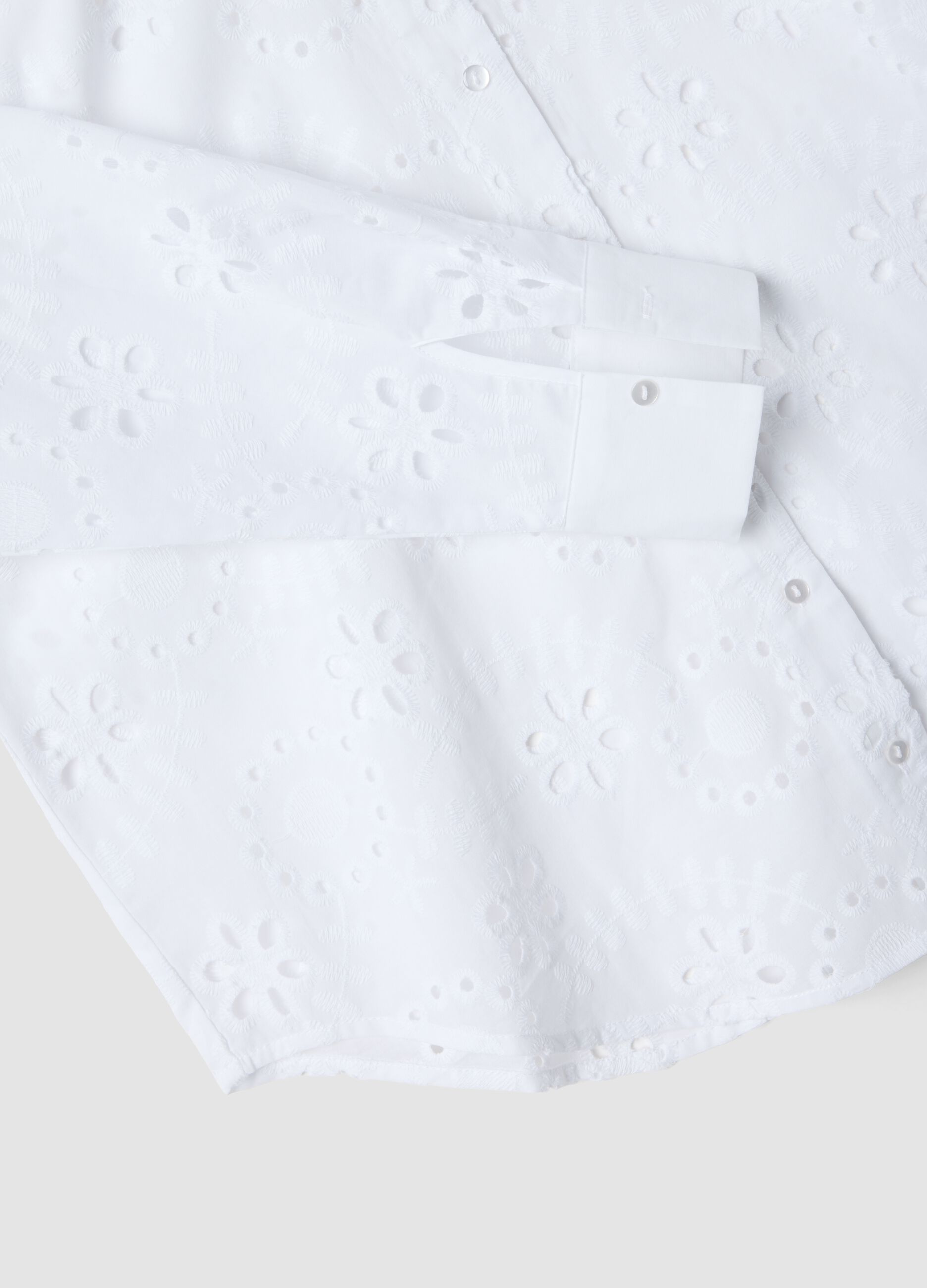 White pure cotton broderie anglaise shirt