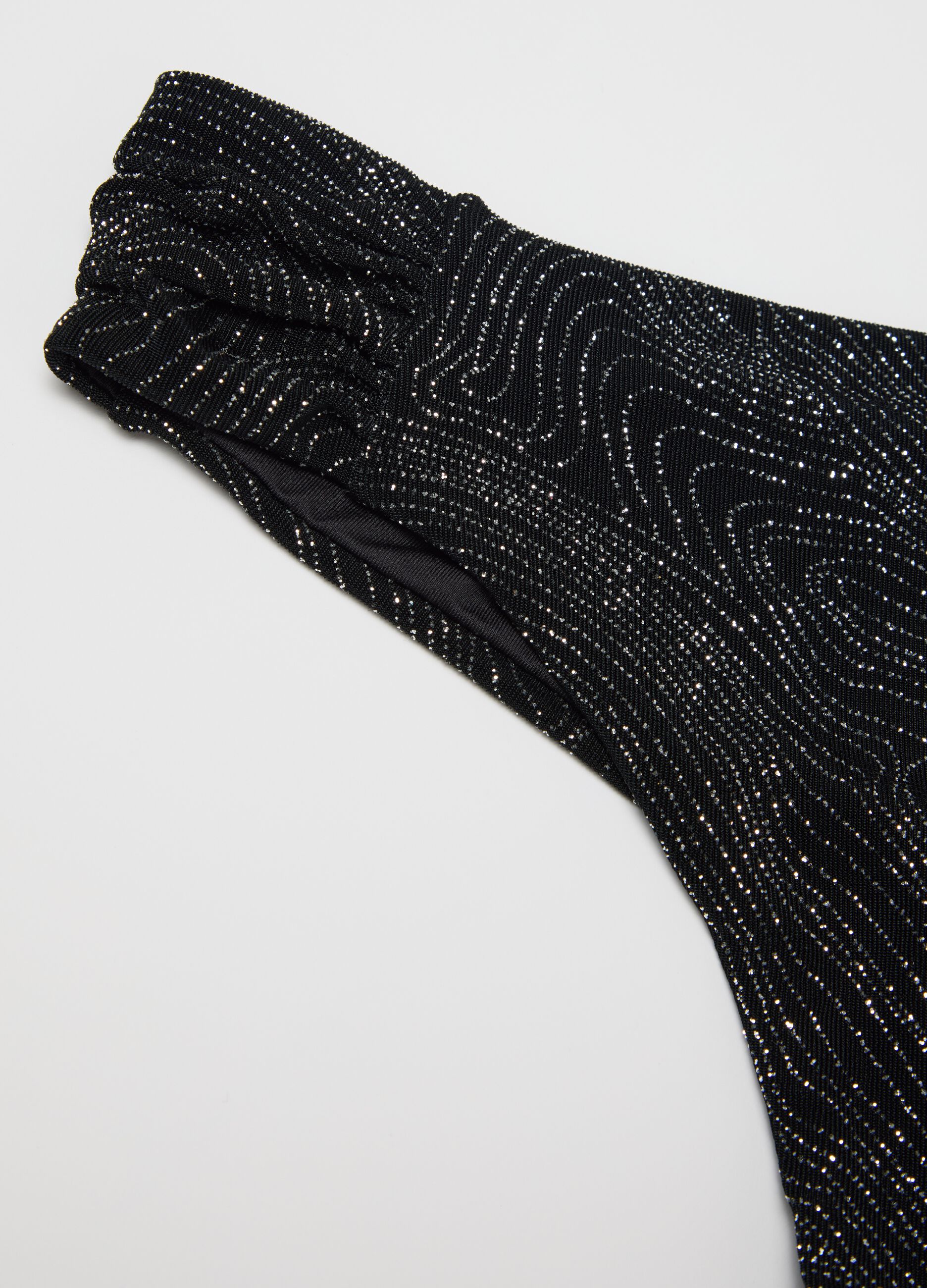 Black Brazilian-cut bikini briefs with lurex motif