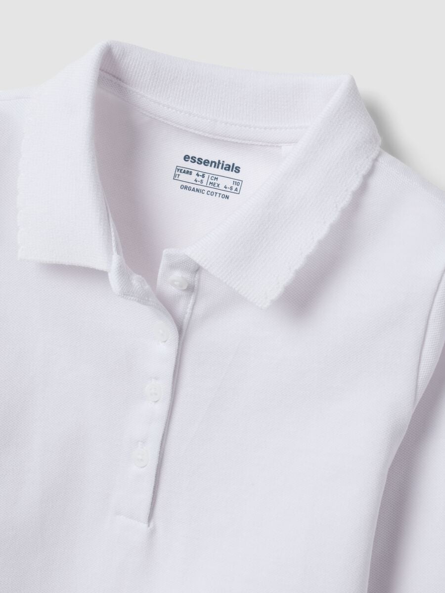 White pure organic cotton piqu&eacute; polo shirt, regular fit, for girls_2