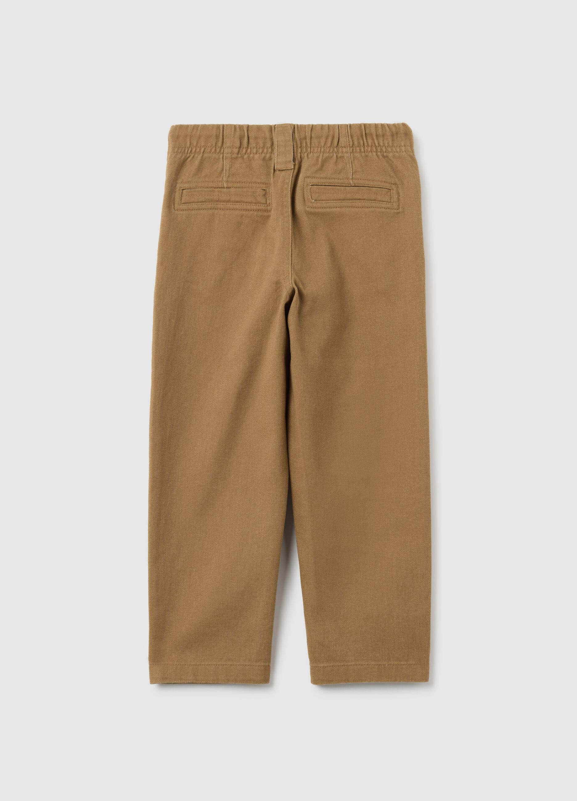 Brown regular fit pure cotton jogger trousers for children