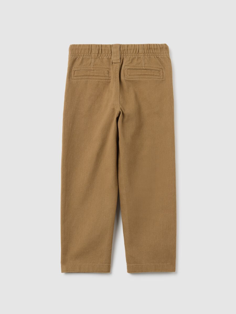 Brown regular fit pure cotton jogger trousers for children_1