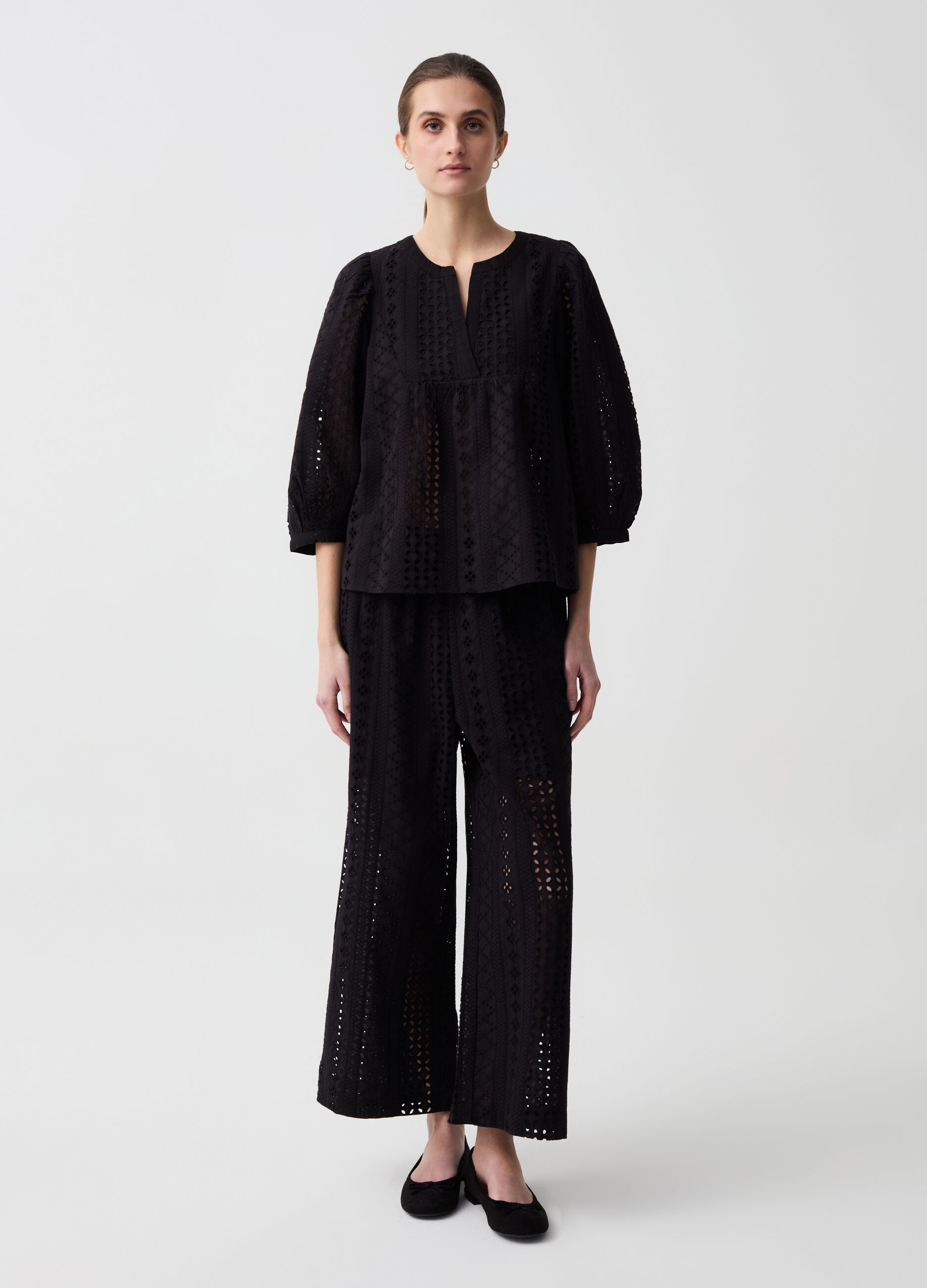 Ovs Pantalone cropped wide leg in sangallo