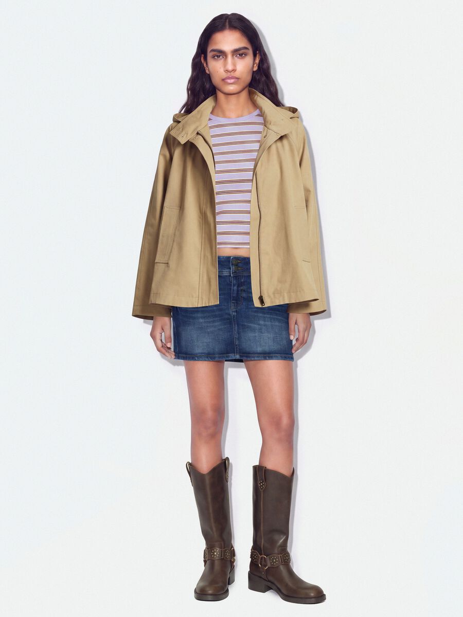 Parka beige in misto cotone con cappuccio regular fit_2