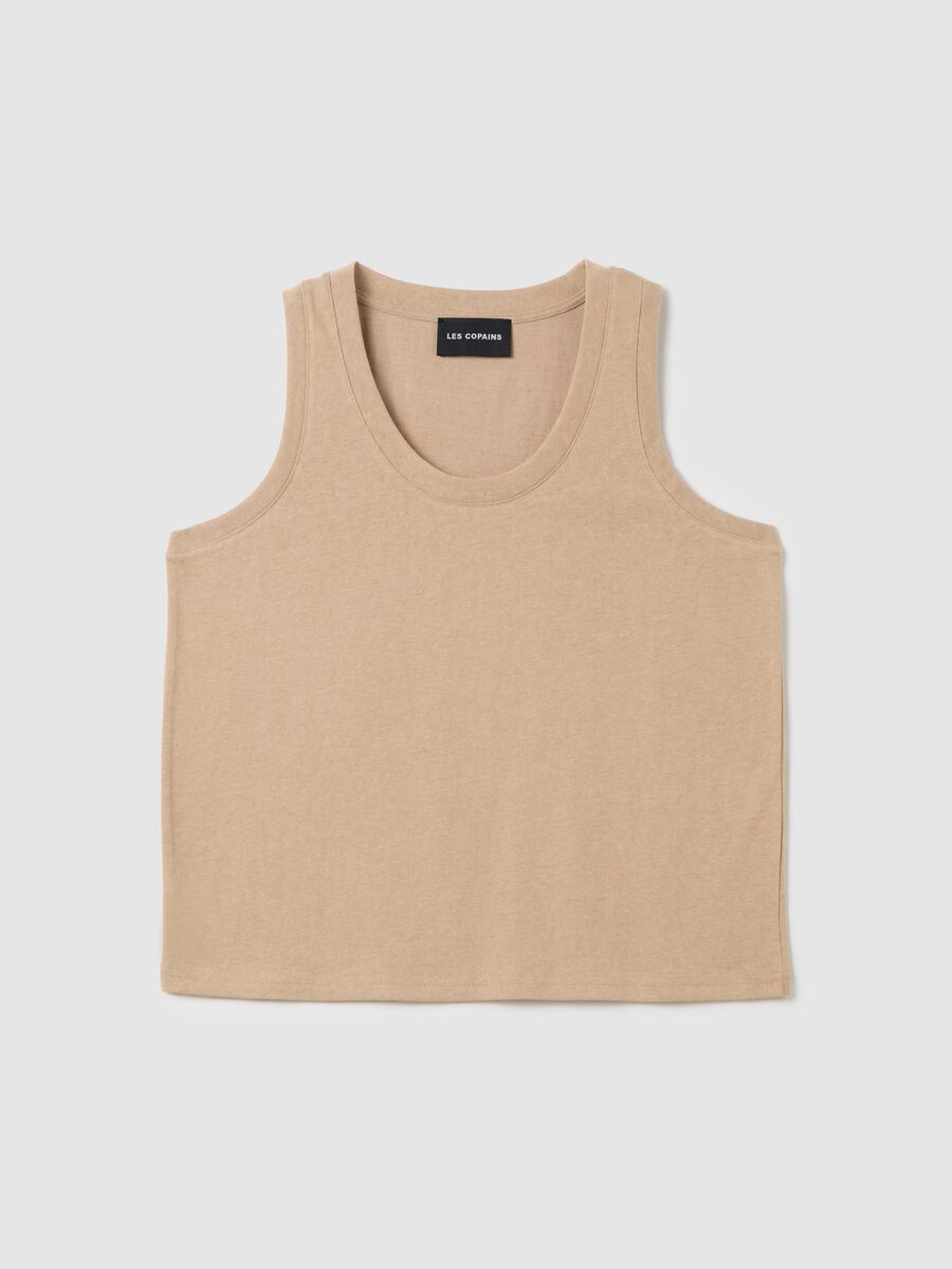 Beige tank top in cotton and polyester blend LES COPAINS HOUSEBRAND_4